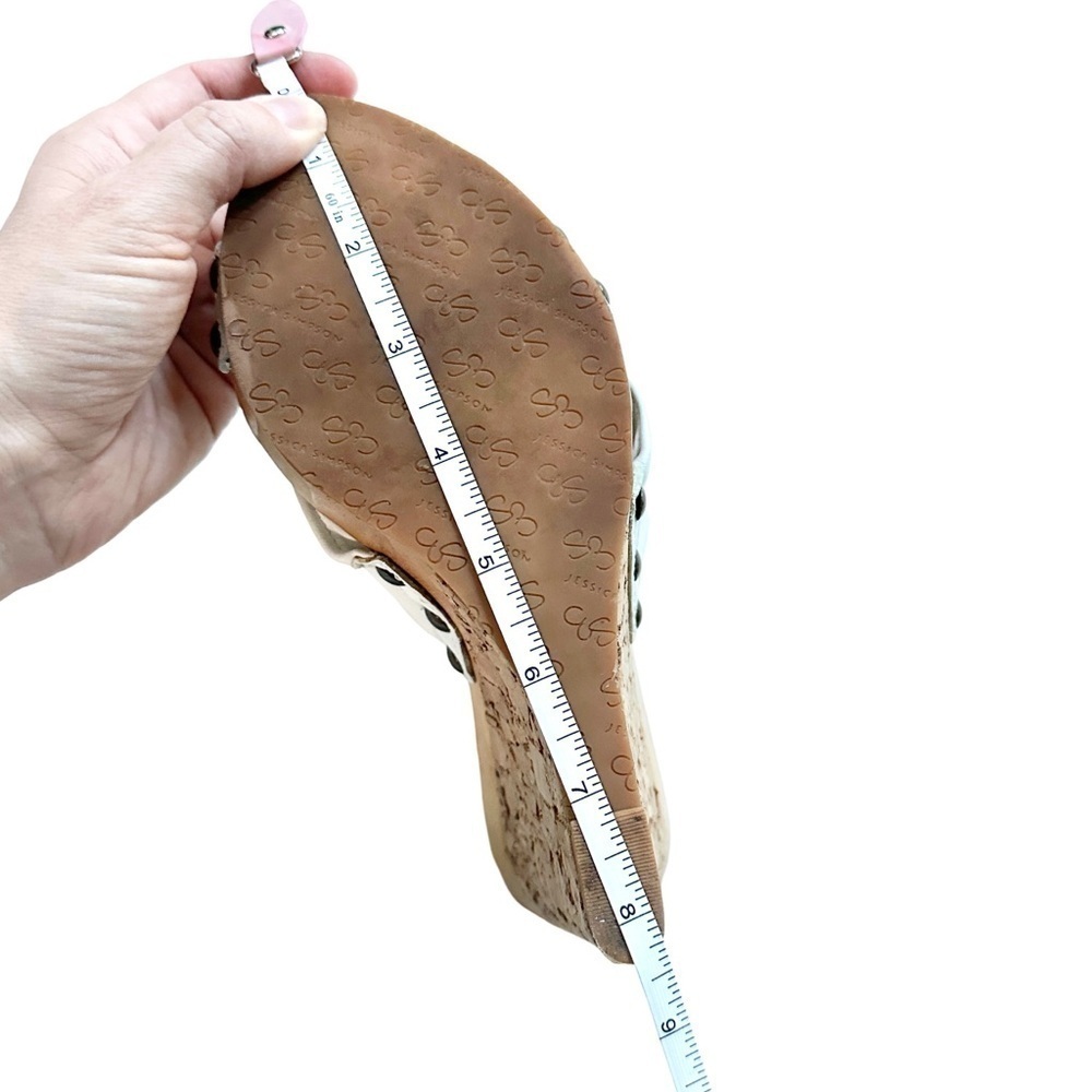 Jessica Simpson White Leather Knot Platform Wedge Sandals 8 - Picture 9 of 9